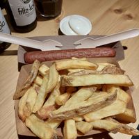 Fries, vegan mayo and vegetarian frikandel at Last Vegas in Utrecht