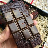 Vegan chocolate with almonds and strawberries at Julia Greencake in Tula