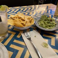 Guacamole, chips + peach margarita   at BelAir Cantina in Milwaukee