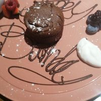 Chocolate birthday desert at 123V Browns in London