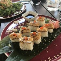 scorched and pressed sushi  at 123V Browns in London