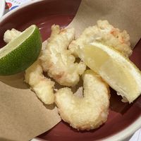 Tempura prawns   at 123V Browns in London