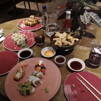 Bottomless sushi (1 plate wasn't brought yet by the time I took the photo) at 123V Browns in London