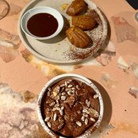 Chocolate mousse and madeleines  at 123V Browns in London