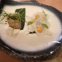 Light Rice Cracker and Crispy Nem (tasting menu) at 123V Browns in London