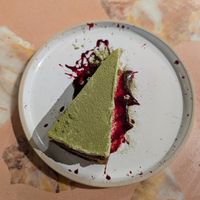 Matcha cheesecake at 123V Browns in London