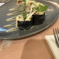 Huge rice paper veggie rolls  at 123V Browns in London