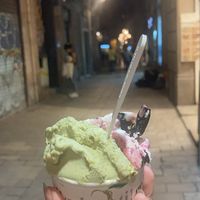 pistachio (left), amarena vegan (right), also had other flavors the following days that I didn’t take a picture of  at Gelaaati di Marco in Barcelona