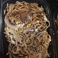 Garlic fried noodle with braised tofu  at Chloe's Kitchen in Santa Cruz
