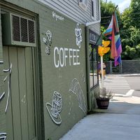 outside at Apothica Cafe in Cumberland