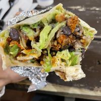 Inside of the vegan chorizo with added guac burrito  at Nuvotaco in Durham