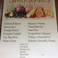 Smoothie menu  at Babinda Kool Spot Cafe in Babinda