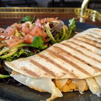 Quesadilla with sweet potatoes and salad at La Bohême in Cordoba
