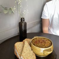 Dhal of the day with homemade bread  at La Bohême in Cordoba
