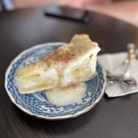 Applecake with vanilla sauce  at La Bohême in Cordoba