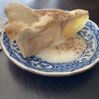 Apple cake with vegan vanilla sauce  at La Bohême in Cordoba