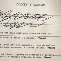 Dessert menu  at La Bohême in Cordoba
