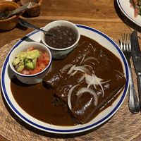Enchiladas with mole sauce #Veganuary at La Cueva del Chango in Playa Del Carmen