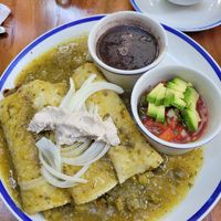 Green Enchiladas with Cactus at La Cueva del Chango in Playa Del Carmen