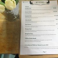 menu at Pastan Barbican in London