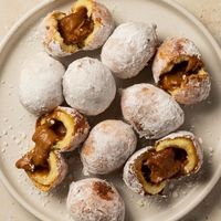 Biscoff filled doughnuts, come with a warning, HOT, HOT, HOT!  at Pastan Barbican in London