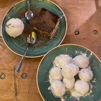 tiramisu and donut balls  at Pastan Barbican in London