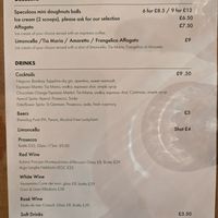 Desserts + drinks menu - March 2023 at Pastan Barbican in London