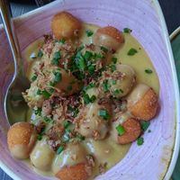 Fried gnocchi with cheese sauce at Pastan Barbican in London