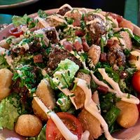 Shittake mushroom salad with deep-fried gnocchi at Pastan Barbican in London