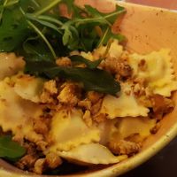 Mini mushroom raviolis (starter) at Pastan Barbican in London