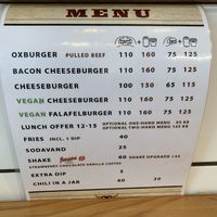 Two vegan options on the menu  at Kristinedal Burgers in Copenhagen