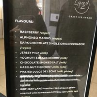 Menu at Minus 12° Craft Ice Cream in South East London