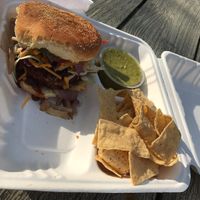Bacon, Cheddar, and Ranch Burger at Black Leaf Vegan Food Truck in Indianapolis