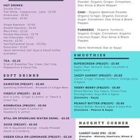 Soft drinks menu at Fitology Kitchen in Chislehurst
