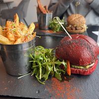  Plant-Based Burger with Naughty French Fries.   at Fitology Kitchen in Chislehurst