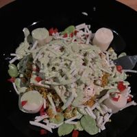 Vegan bowl! Grilled tofu, heart of palm, fava beans, vegan cheese, quinoa & Greek goddess dressing 😋 at Pilot House in Sandwich