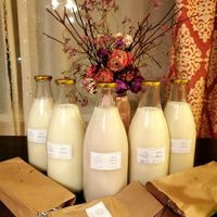 soy and buckwheat milk with pancakes (cheesecakes) and cookies  at sesam.vegan  in Minsk