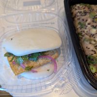 Tofu bao, without the spicy mayo (not vegan mayo). Tofu isn't seasoned, so probably needed the mayo. at K Tea Cafe in Sunnyvale