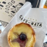 Blueberry pastel de nata   at Cafe de Nata in London