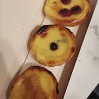 From left to right: cinnamon, blueberry, and raspberry at Cafe de Nata in London