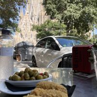 Olives croquettes and views at PÖTSTOT in Barcelona