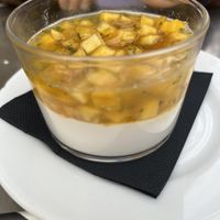 Mangoes, basil, cream (coconut I believe)—mind blowing   at PÖTSTOT in Barcelona