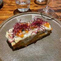 Lasanya de verdures amb formatge d'anacards  at PÖTSTOT in Barcelona