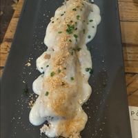 Cannellone ai funghi fatto di foglio di riso at PÖTSTOT in Barcelona