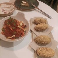 "meatballs" and spinach croquetas at PÖTSTOT in Barcelona