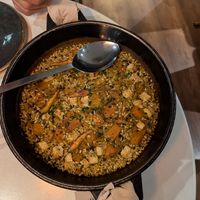 Pumpkin and tofu paella at PÖTSTOT in Barcelona