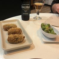 Croquettes (it comes with 4) and the best olives #Veganuary at PÖTSTOT in Barcelona