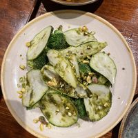 Green veggies with pistachio  at PÖTSTOT in Barcelona