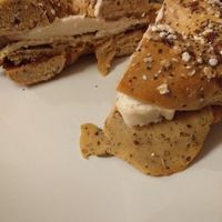 Turkey, fig chutney and cream cheese bagel. Outstanding! at Faux Butcher - Online Store in Nottingham