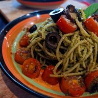 Pesto and mushroom pasta at Shantaram in Nha Trang